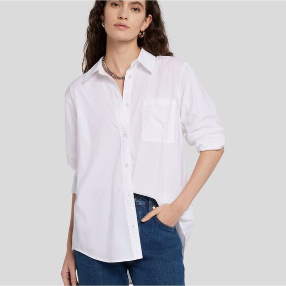 7 For All Mankind Tops - 7 For All Mankind White Cotton Button Down Shirt Size XS